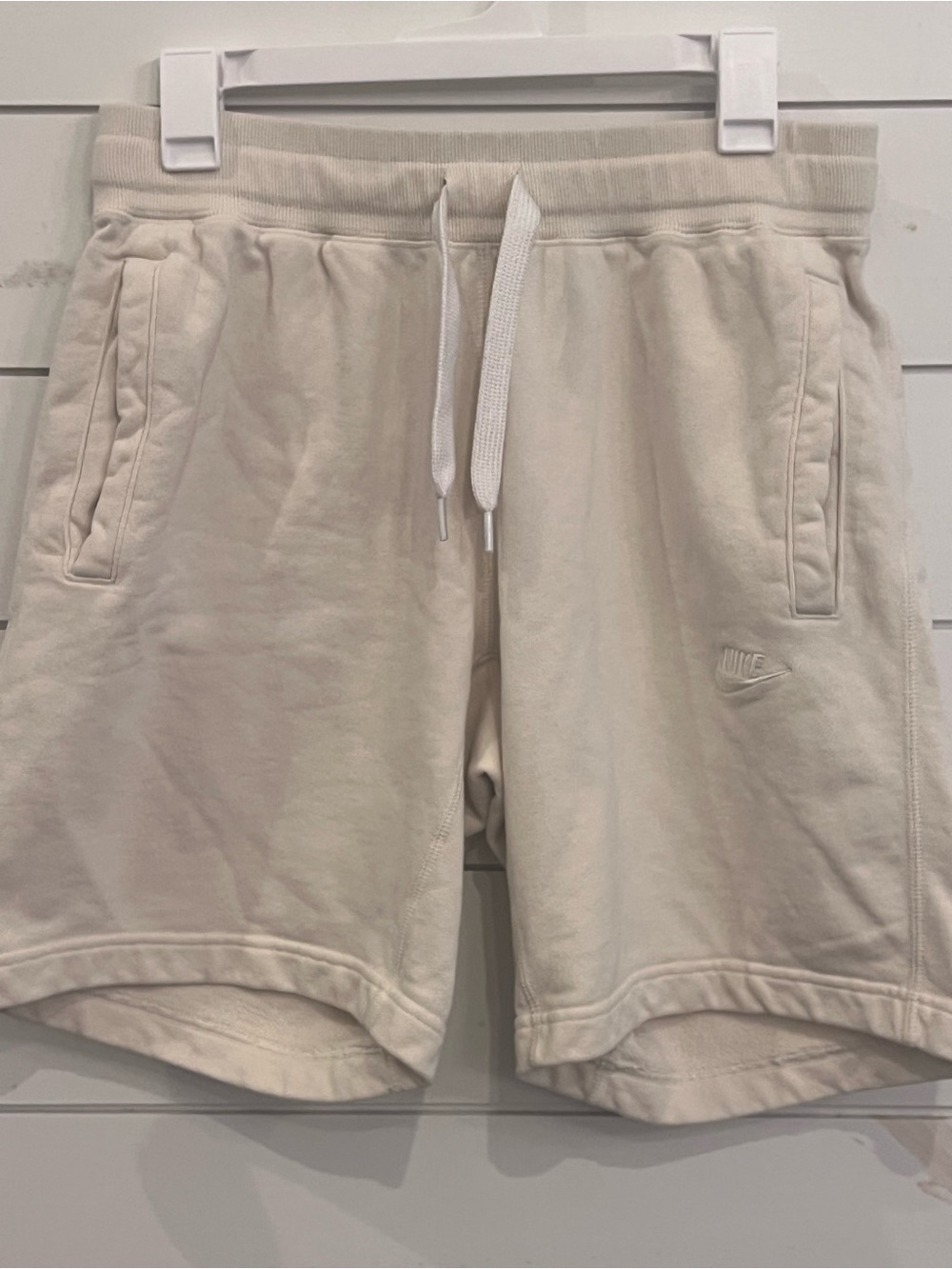 Nike Men's Light Cream Fleece Drawstring Shorts